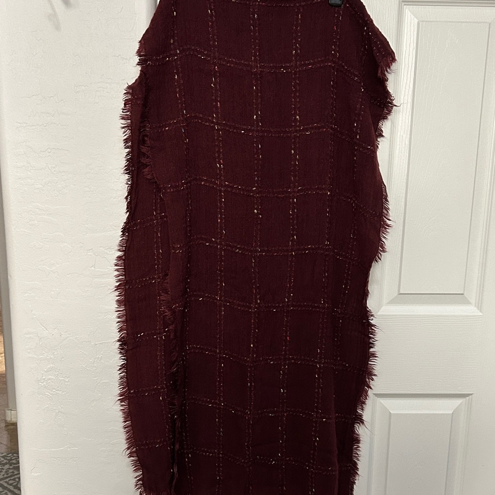 Burgundy Fringed scarf/wrap